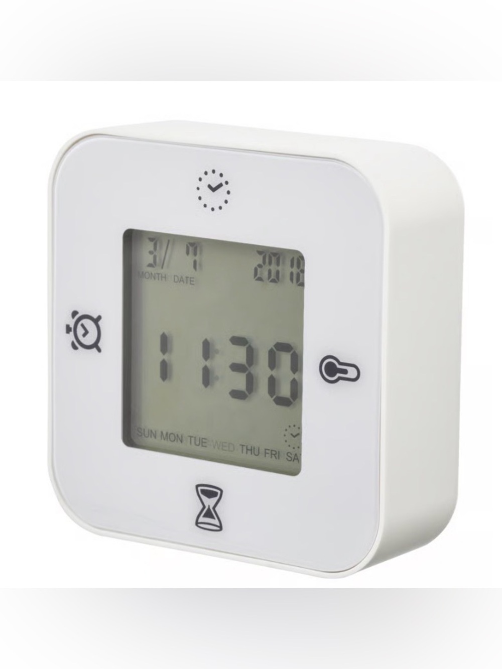 IKEA Digital White Alarm Clock with Temperature Display